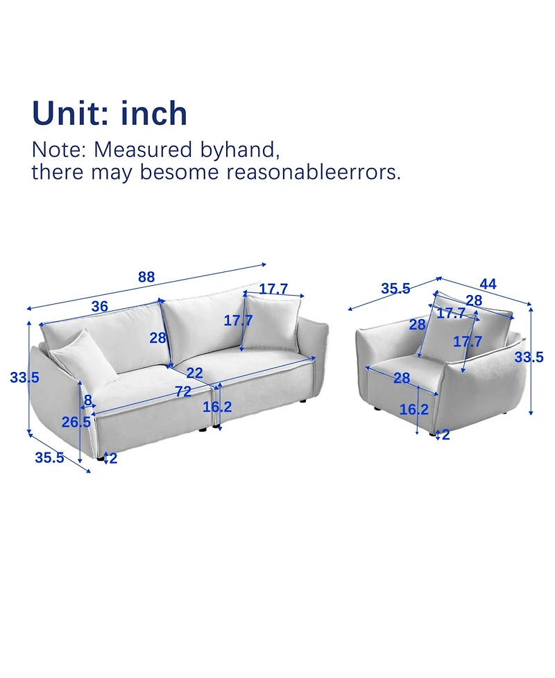 Streamdale Modern 4-Seater Sofa Combo for Living Room with Pillows