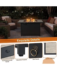 Inolait 42 Inch 60000 Btu Propane Fire Pit Table with Ceramic Tabletop