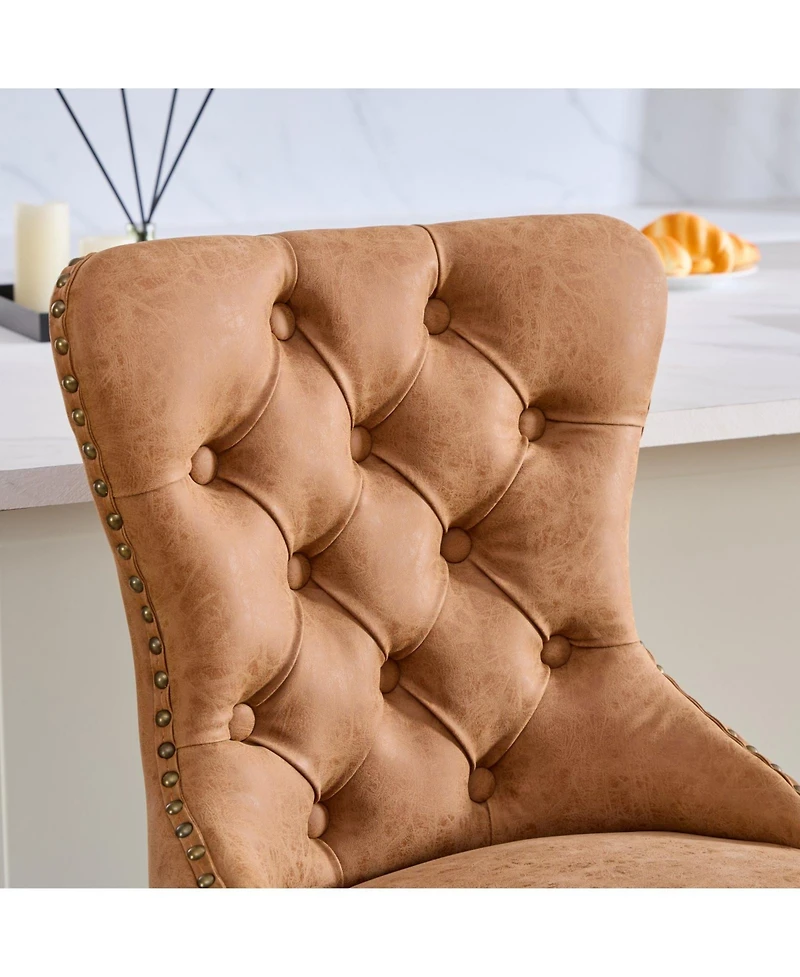 Simplie Fun Retro & Adjustable Pu Swivel Barstools (Orange, 2-Pack