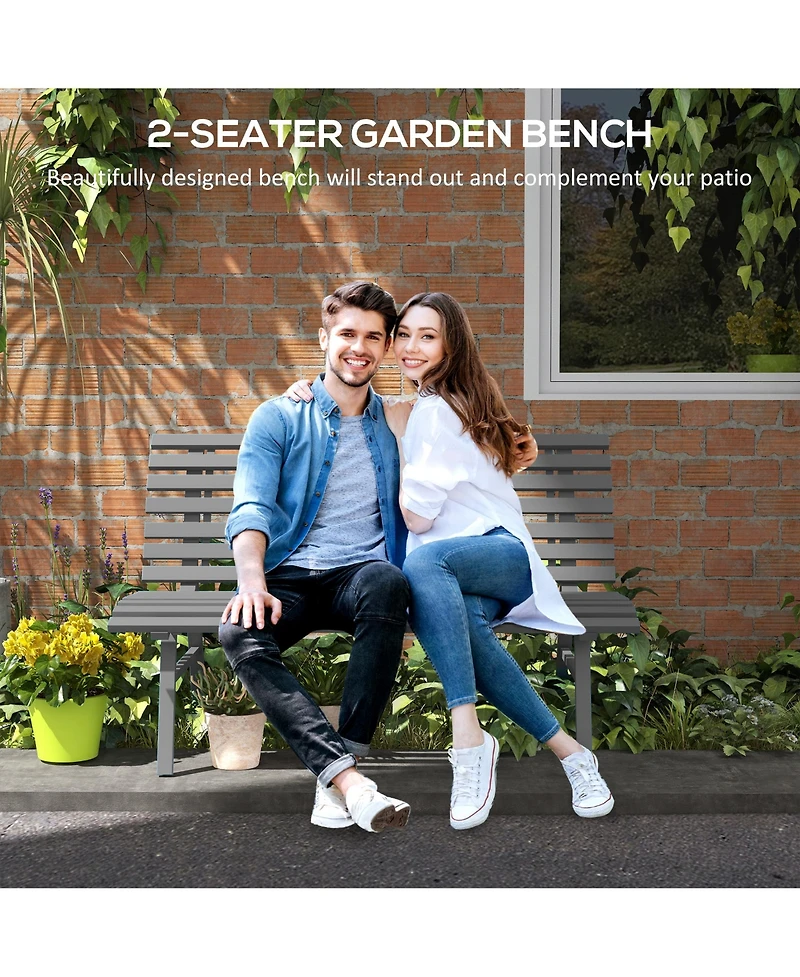 Aluminum Slatted Park Bench: 48.5" for Garden, Patio, Deck