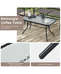 Costway 4pcs Patio Glider Conversation Set Swing Rocking Chair Table Heavy-Duty Outdoor