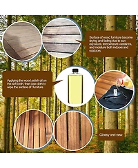 Sugift 9 Pieces Rattan Patio Dining Set with Acacia Wood Table and Cushioned Chair