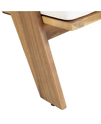 Teak Finish Acacia Club Chairs with Cushions (Set of 2)