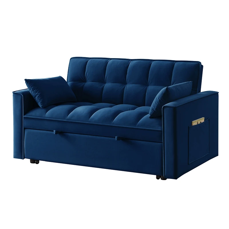 Streamdale Furniture Navy 4-in-1 Loveseat Sofa Bed with Storage