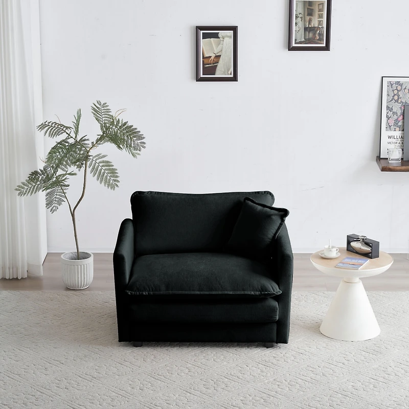 Streamdale Furniture Comfy Single Armchair, Black Chenille Fabric