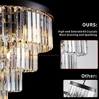 Streamdale Black Crystal Chandelier Modern Pendant Light for Dining Room