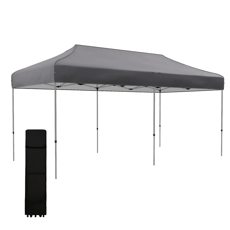 10' x 20' Instant Pop Up Canopy: Adjustable Height, Wheels for Easy Transport