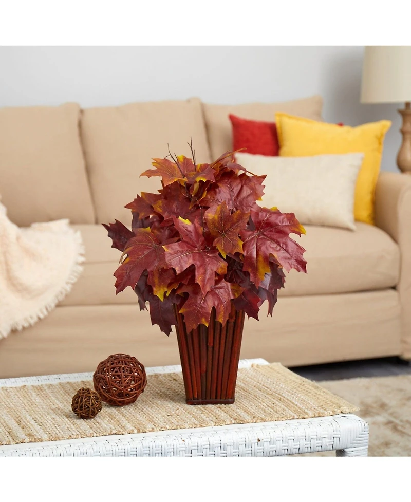 Slickblue 19" Autumn Maple Leaf Artificial Plant in Decorative Planter