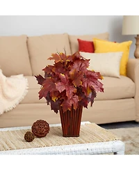 Slickblue 19" Autumn Maple Leaf Artificial Plant in Decorative Planter