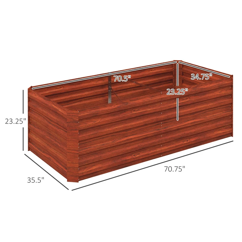 Galvanized Raised Garden Bed - 6' x 3' x 2' Planter, Dark Brown