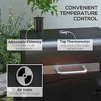 Portable Charcoal Grill with Thermometer and Wheels