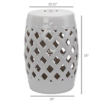 13" Ceramic Garden Stool with Woven Design