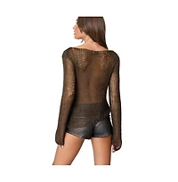 Edikted Womens Asymmetric Open Knit Top
