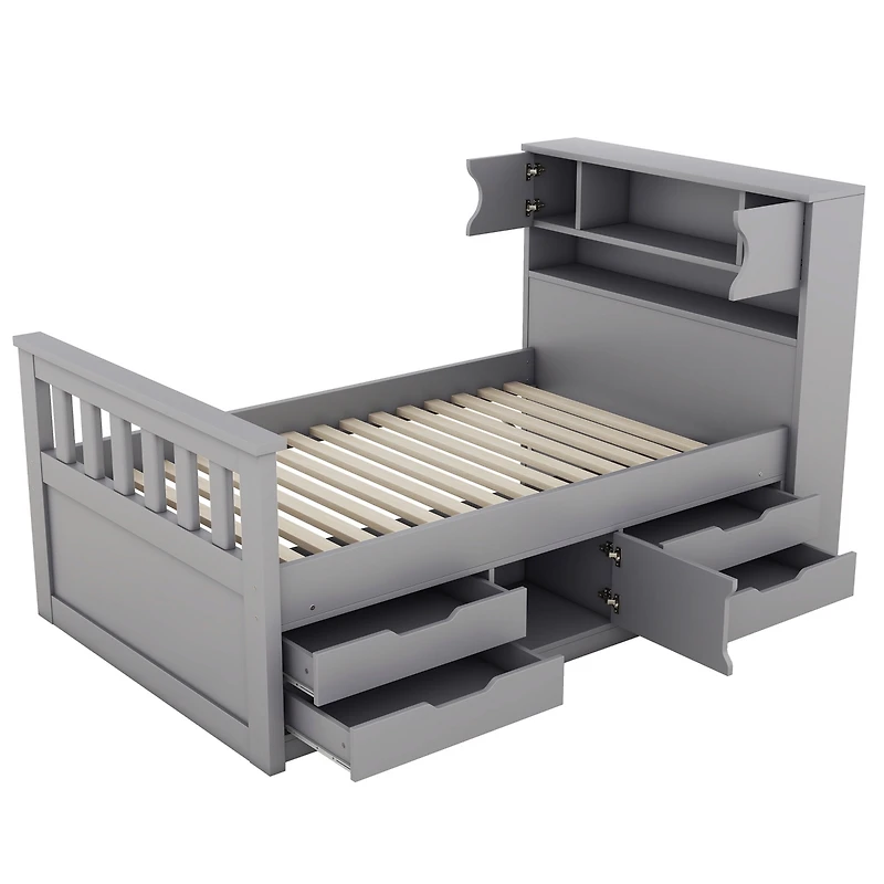 Streamdale Captain's Bed with Storage, Drawers, Gray
