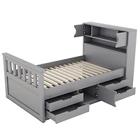 Streamdale Captain's Bed with Storage, Drawers, Gray