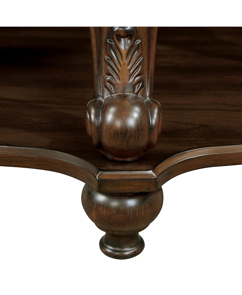 Streamdale Furniture Retro Round End Table with Shelf, Cherry