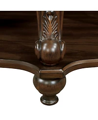 Streamdale Furniture Retro Round End Table with Shelf, Cherry