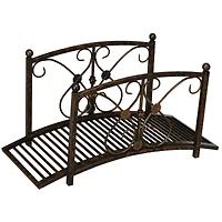 Decorative Metal Garden Bridge with Safety Rails