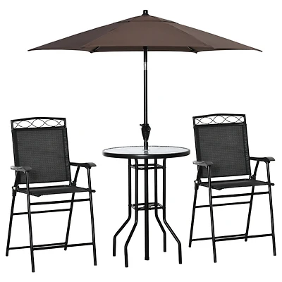 4-Piece Patio Dining Set: Umbrella, Table, 2 Chairs
