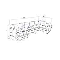 Streamdale Modern U-Shaped 6-Seat Sectional Sofa with Ottoman and Pillows