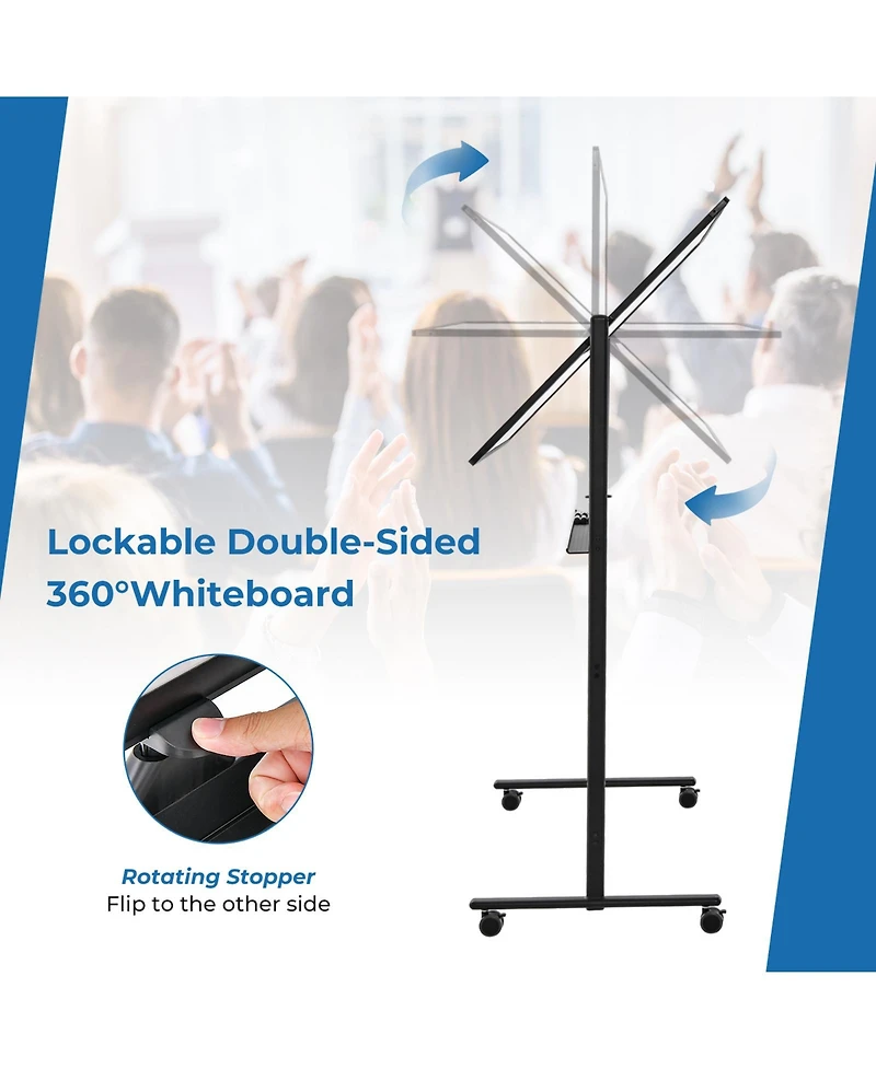 Vebreda 32 x 47 Inch Portable Rolling White Board-Black
