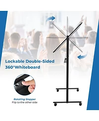 Vebreda 32 x 47 Inch Portable Rolling White Board-Black