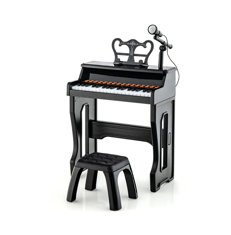 Vebreda 37 Keys Music Piano with Microphone Kids Keyboard Detachable Stand-Red