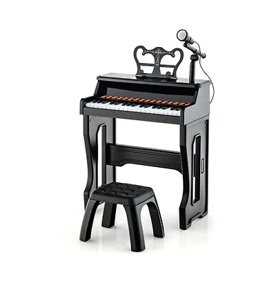 Vebreda 37 Keys Music Piano with Microphone Kids Keyboard Detachable Stand-Red