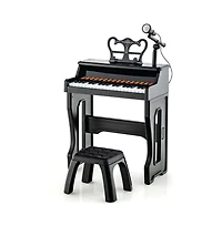 Vebreda 37 Keys Music Piano with Microphone Kids Keyboard Detachable Stand-Red