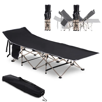 Folding Camping Cot for Adults with Storage