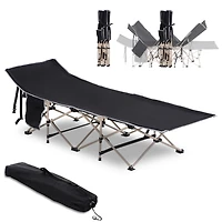 Folding Camping Cot for Adults with Storage