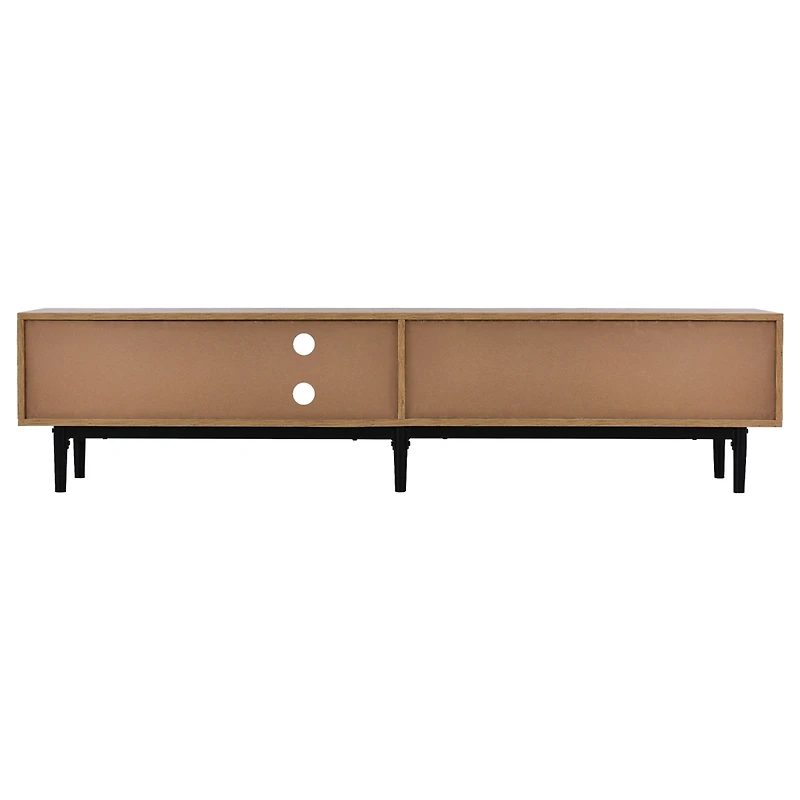 Streamdale Modern Media Console with Open Shelves, Led Light, and Drop-Down Door