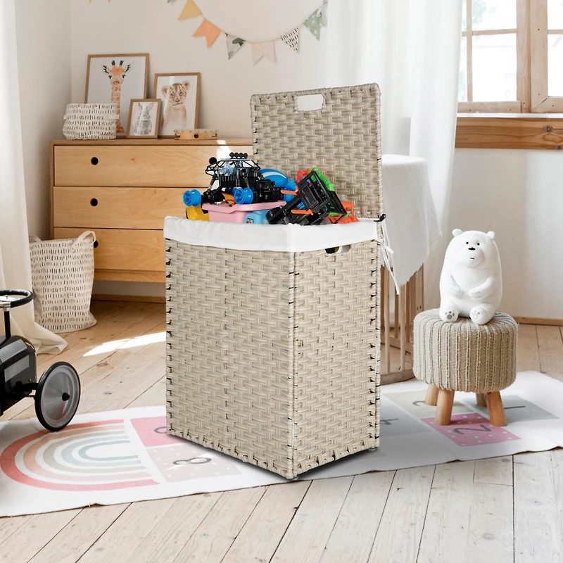 Streamdale Powder Coated Pe Rattan Laundry Hamper with Removable Bags