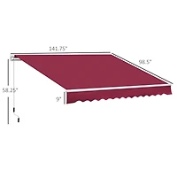 12' Retractable Awning with Aluminum Frame and Uv Protection