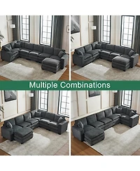 Streamdale Furniture Modern U-Shaped 6-Seat Sectional Sofa with Ottoman and Pillows