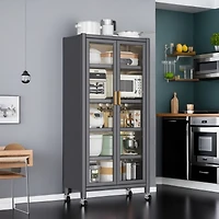 Streamdale Open-Door Kitchen Shelves | Multilevel Microwave Cabinet Storage