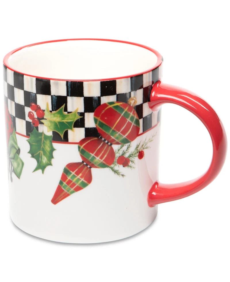MacKenzie-Childs Deck the Halls Mugs, Set of 4