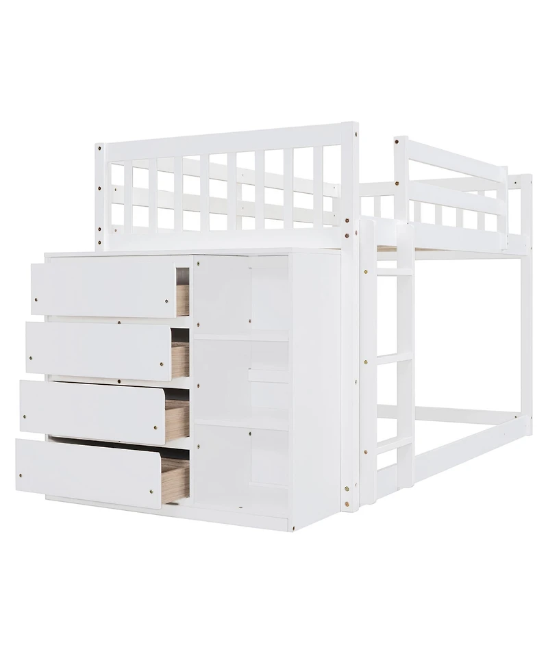Streamdale Twin over Bunk Bed with 4 Drawers and 3 Shelves-Gray
