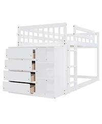 Streamdale Twin over Bunk Bed with 4 Drawers and 3 Shelves-Gray