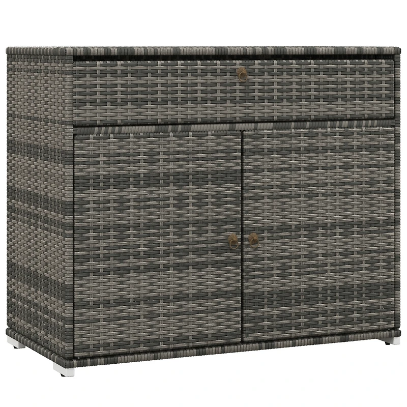 Rattan Wicker Freestanding Cabinet: Pool Toy & Towel Storage
