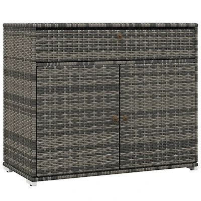 Rattan Wicker Freestanding Cabinet: Pool Toy & Towel Storage