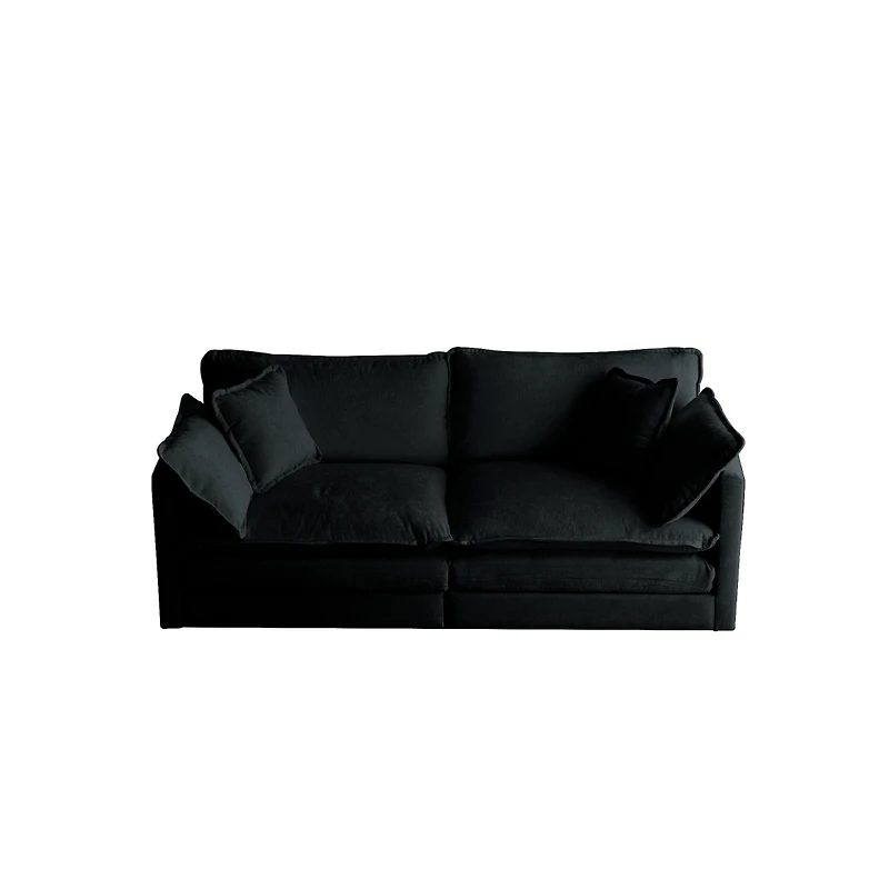 Streamdale Furniture Black Chenille 2-Seat Upholstered Loveseat with Pillows