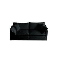 Streamdale Furniture Black Chenille 2-Seat Upholstered Loveseat with Pillows