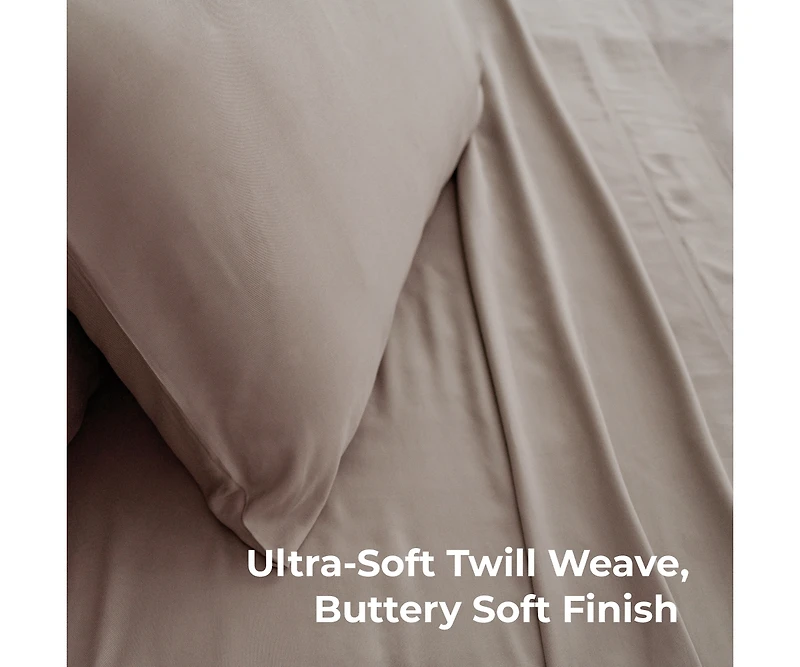 Cariloha Classic 2-Piece Twill Pillowcase Set | Beach Linen | King | Viscose Material | Allergy Resistant, Thermal-Regulating & Extra soft