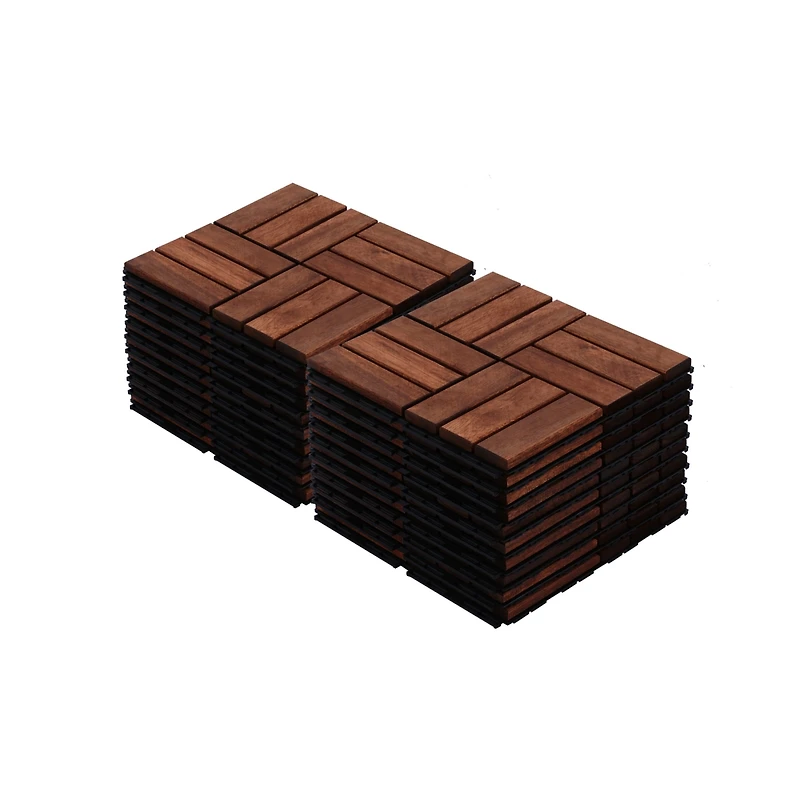 Simplie Fun Acacia Interlocking Deck Tiles, 20 Pack 12"x12