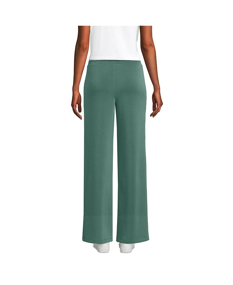 Lands' End Women's Cupro Knit Mid Rise Wide Leg Pants