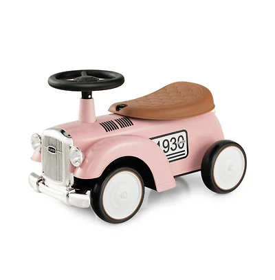 Kids Sit to Stand Vehicle with Working Steering Wheel and Under Seat Storage-White