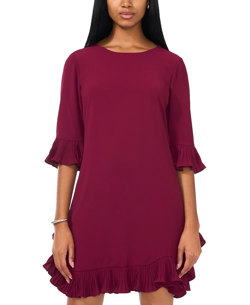 Msk Petite Pleated-Trim Shift Dress