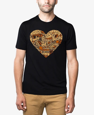 La Pop Art Men's Thanksgiving Heart Premium Blend Word T-Shirt