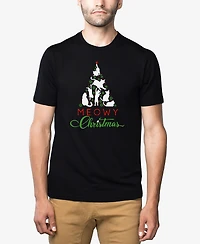 La Pop Art Men's Meowy Christmas Tree Premium Blend Word T-Shirt